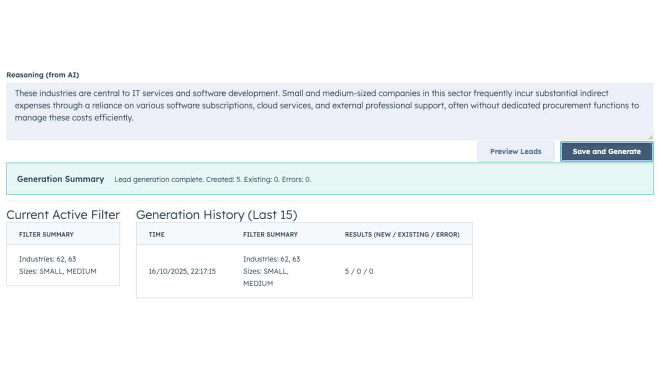 Companies generation